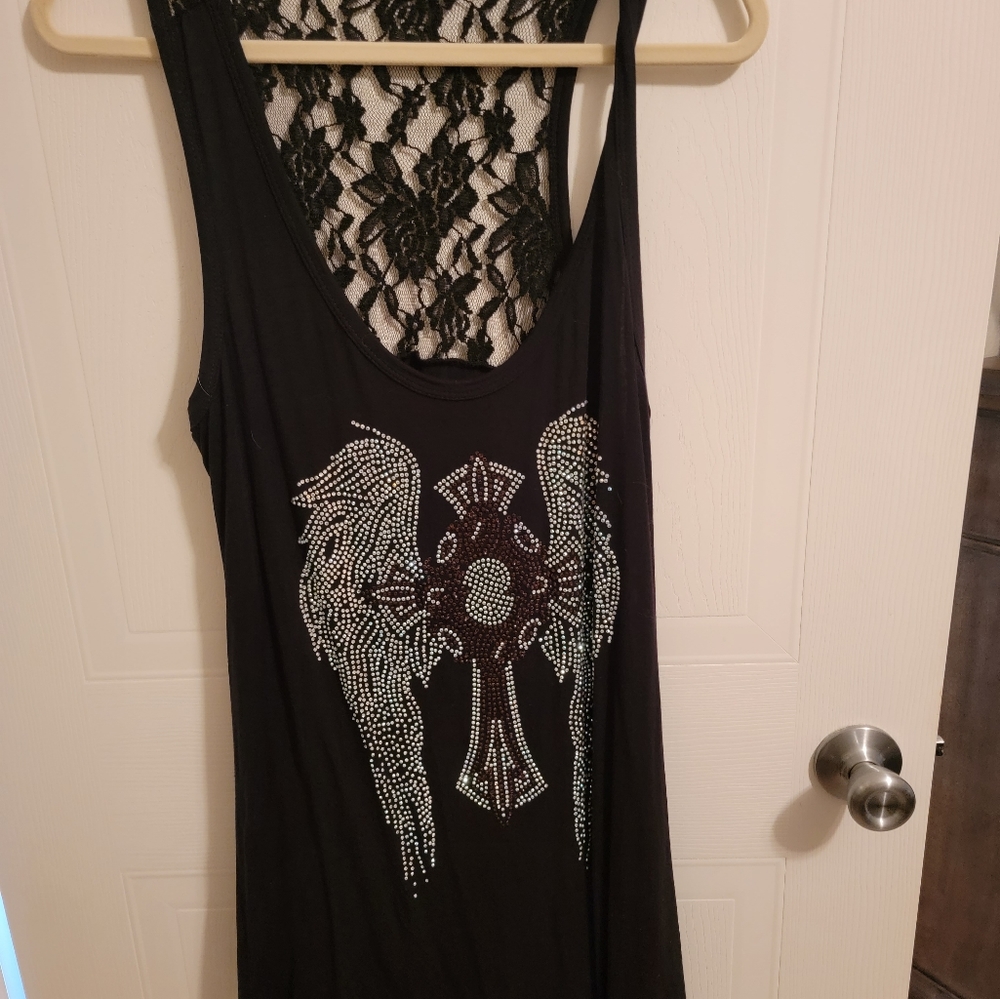 Sleeveless rhinestone tunic